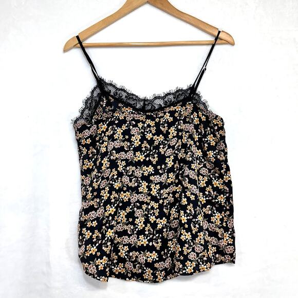 Wild Fable Small Lace Trim Moody Whimsy Goth Floral Black Camisole Top Witchy - Picture 3 of 8